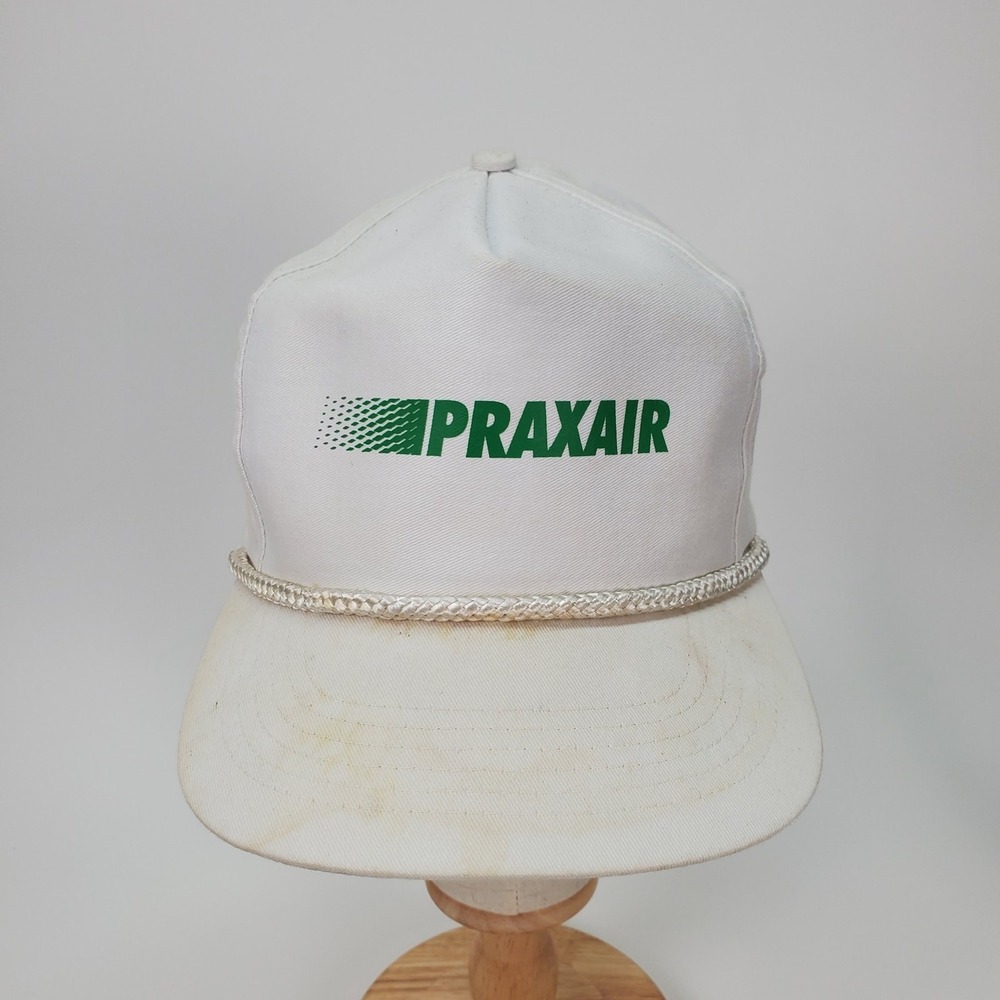 Vintage Praxair Trucker Hat White Snapback‎ Rope Cap Head To Toe Industrial Logo